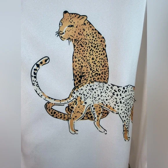 NWT White with Leopard Button Down Shirt - Size Small - Picture 4 of 12